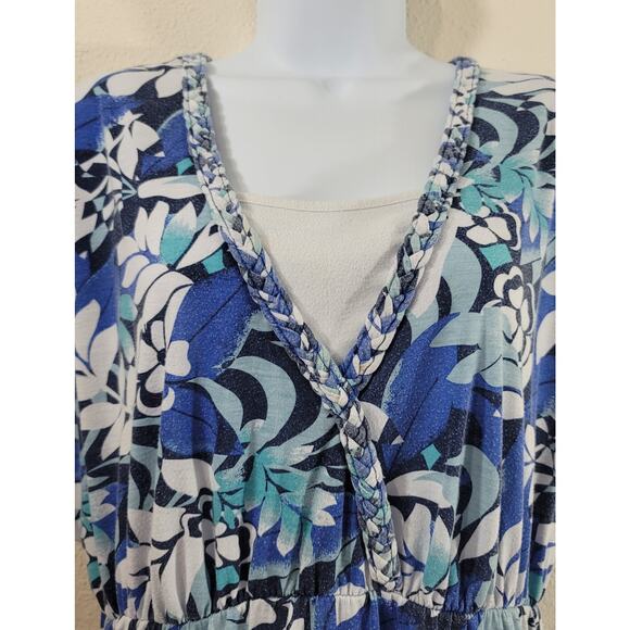 White Stag Blue White Floral Faded Print A Line Dress XXL Lightweight Stretchy - Picture 2 of 5
